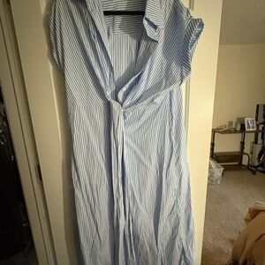 Blue and White Striped Dress